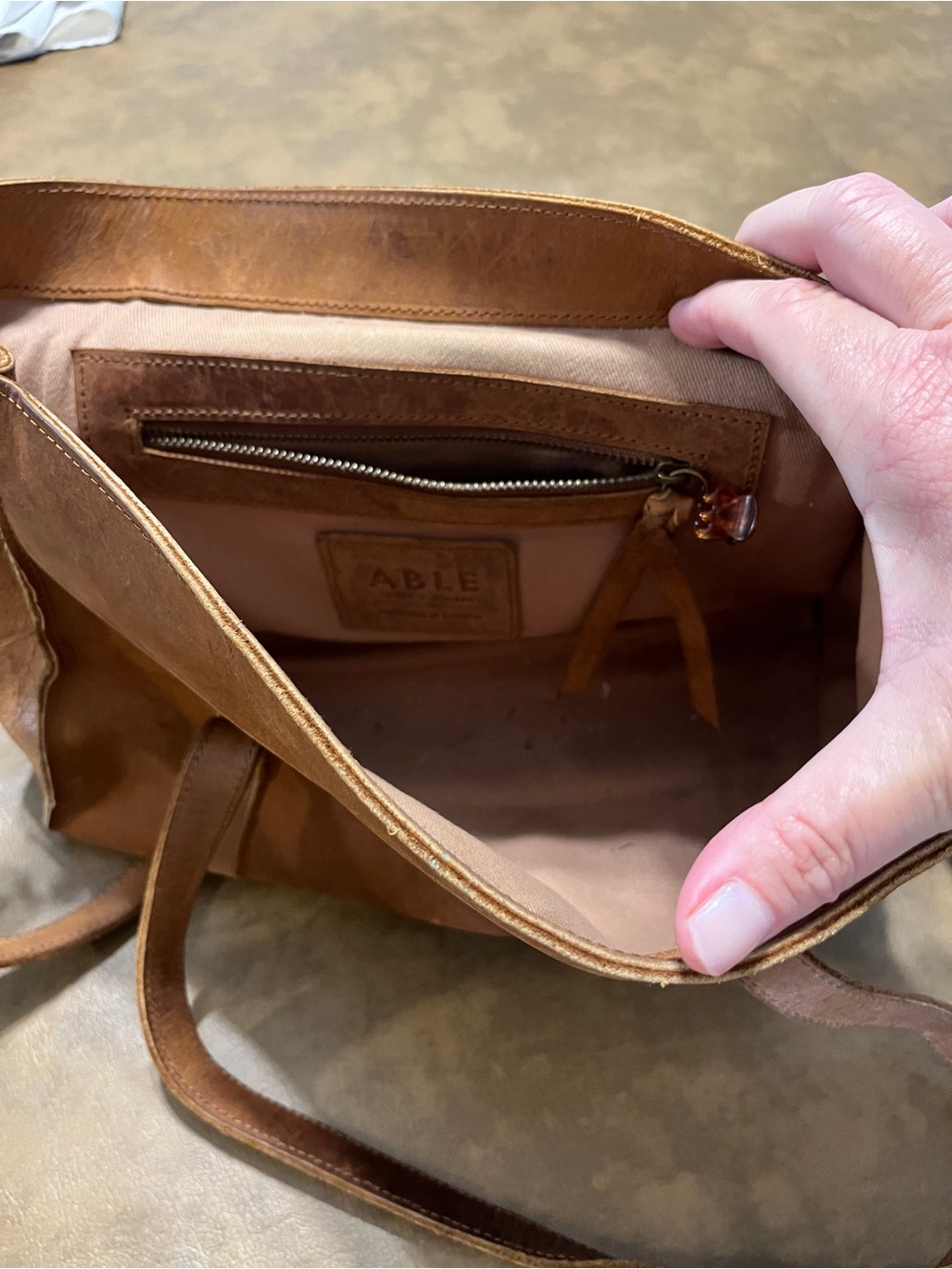Able Brown Leather Crossbody Messenger Bag - Picture 5 of 5